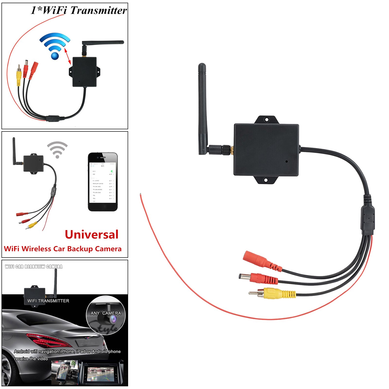 Cámara de marcha atrás inalámbrica de 12V, módulo de visión trasera AV para coche, transmisor WiFi