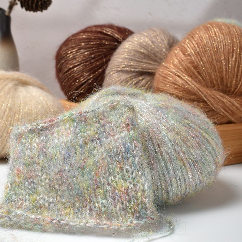 25g/Knäuel Glitzer Mohair Garn Weiche Warme betroffen zur Seite fahren Schal Hütte Faden Nadel Häkeln Hand Gestrickte Faden DIY liefert