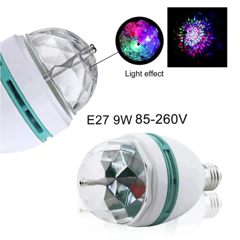 Luz de discoteca E27, lámpara de RGB giratoria, luz LED estroboscópica, Bombilla de discoteca de cristal para de cumpleaños, Club, Bar, KTV, Halloween y Navidad