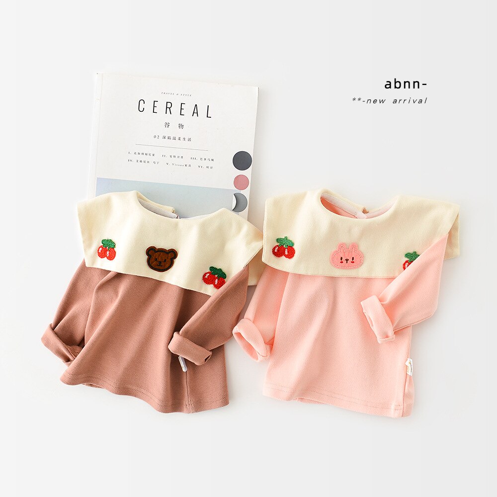 Spring Baby Girls Lapel Collar Long Sleeve Shirt