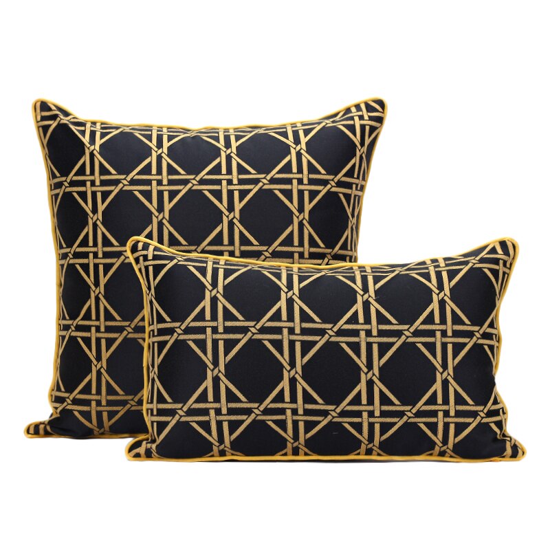 Dunxdeco pudebetræk dekorativ pudebetræk cojines luksus sort guld geometrisk moderne smukke jacquard coussin stol pude
