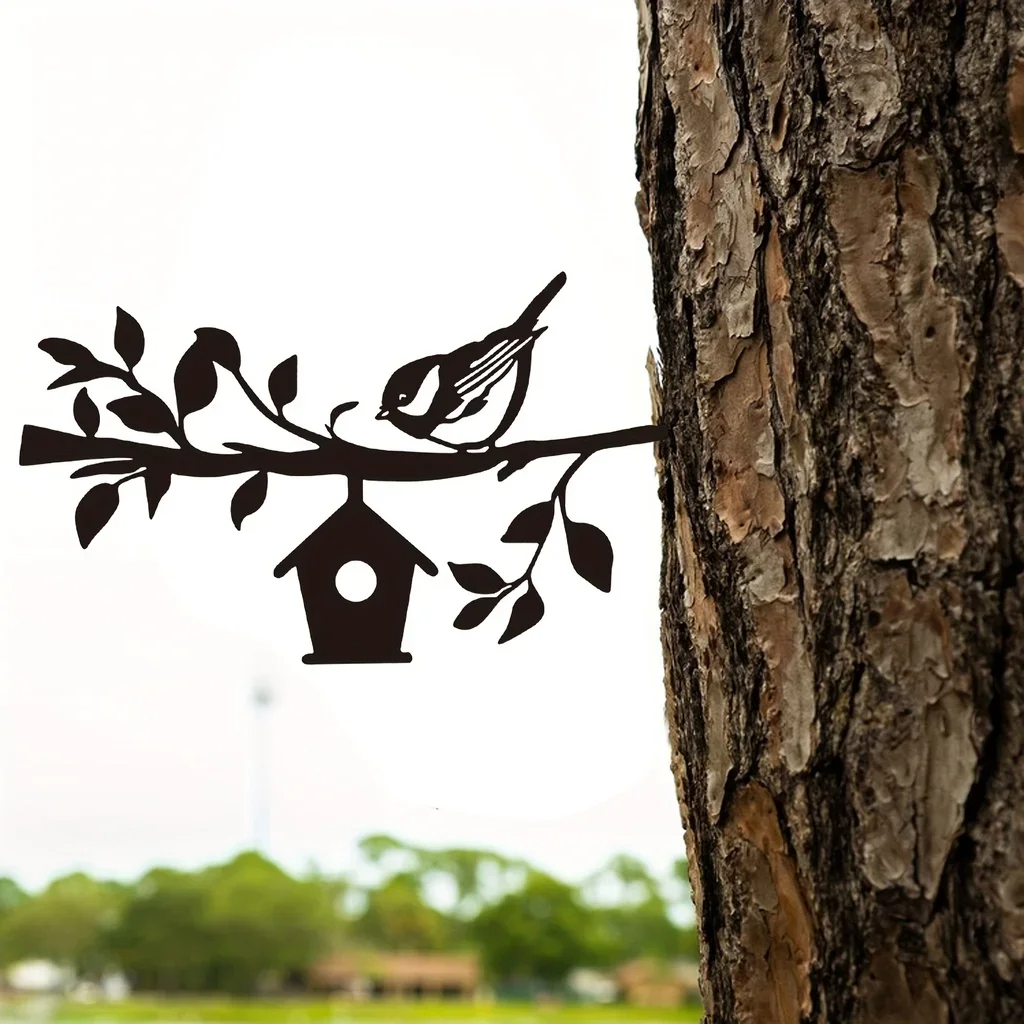Ddpnkl spurv metal silhuet havepæl, metal havekunst, havetrædekorationer baghave terrasse udendørs dekoration