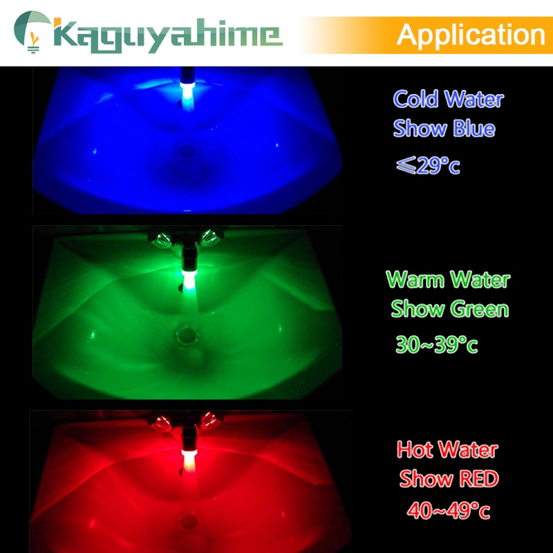 Kaguyahime Led Water Kraan Kleurrijke Douchekop Tap Accessoires Glow Nozzle Voor Badkamer Keuken Head Light 3 Kleuren 7 Kleuren