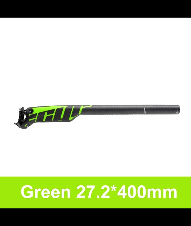 Bike Full Carbon Fiber Seat Post MTB Mountain Bike Road Bicycle Ultralight Seat Tube 27.2/30.9/31.6mm*350mm/400mm Bike Seatpost: 27.2x400mm Green