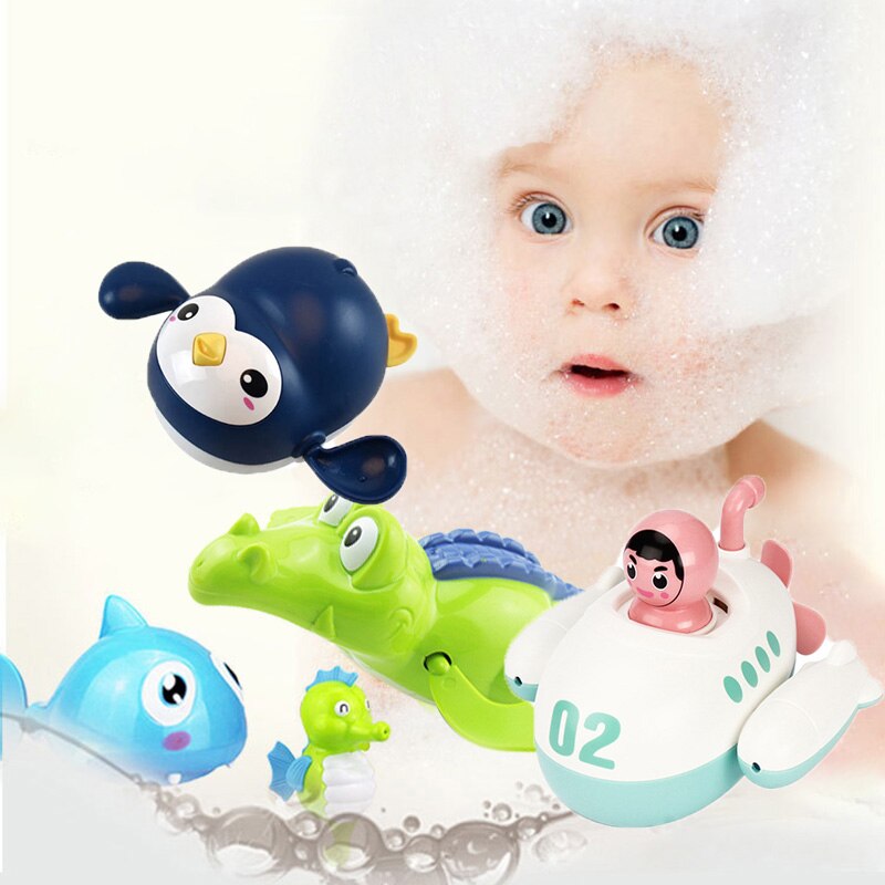 1PC Nette Cartoon Kette Wasser Spielzeug Infant Schwimmen Tier Klassische Kette aufgewickelten Uhrwerk Für Baby Kinder Strand bad Spielzeug