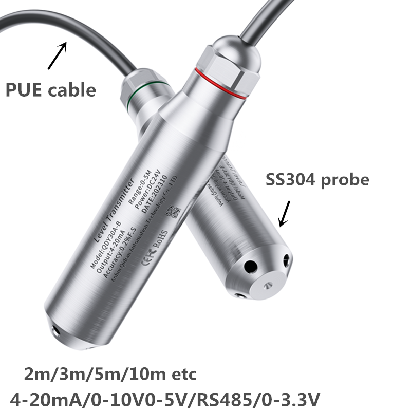 Water Level Sensor 5M 8M 10M Range 304 Stainless Steel Probe hydrostatic level sensor 4-20mA 0-10V RS485 Output