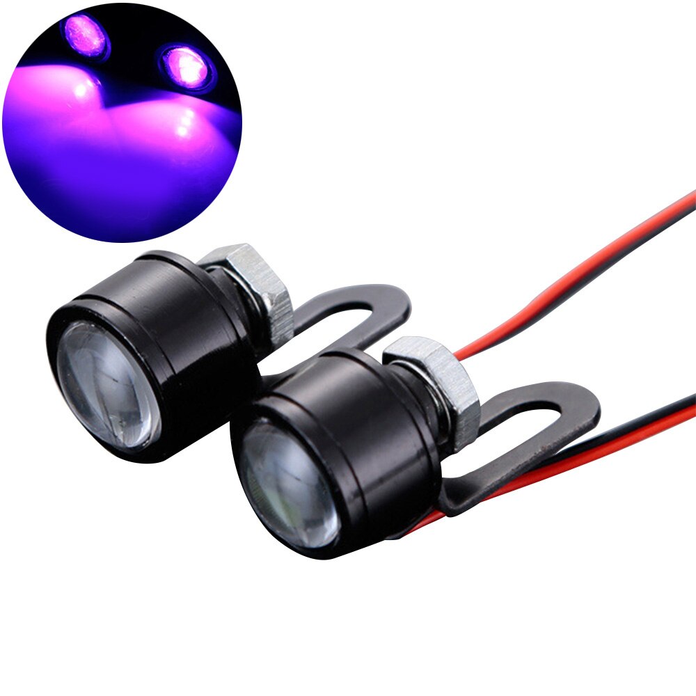 1 Pair LED Strobe Hawkeye DRL Tail Light Backup Lamp Motorcycle Mirrors Mount Eagle Eye Running Lamp: Purple