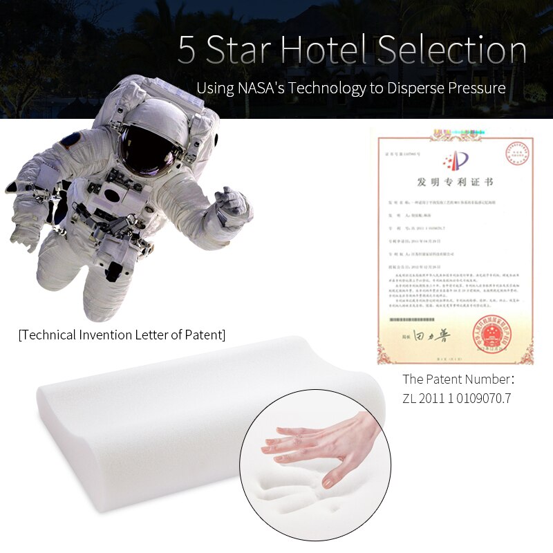 Mlily Memory Foam Bed Orthopedic Pillow for Neck Pain Sleeping with Embroidered Pillowcase 60*30cm