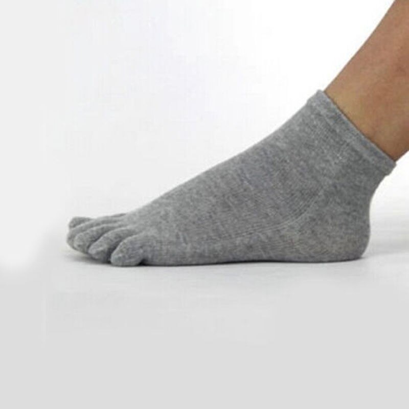 1 paar Unisex Sokken Winter Warme Zachte Mannen Vrouwen Sokken Katoen Vinger Ademend Vijf Teen Sokken Vijf Vinger Effen Sokken: Light Gray