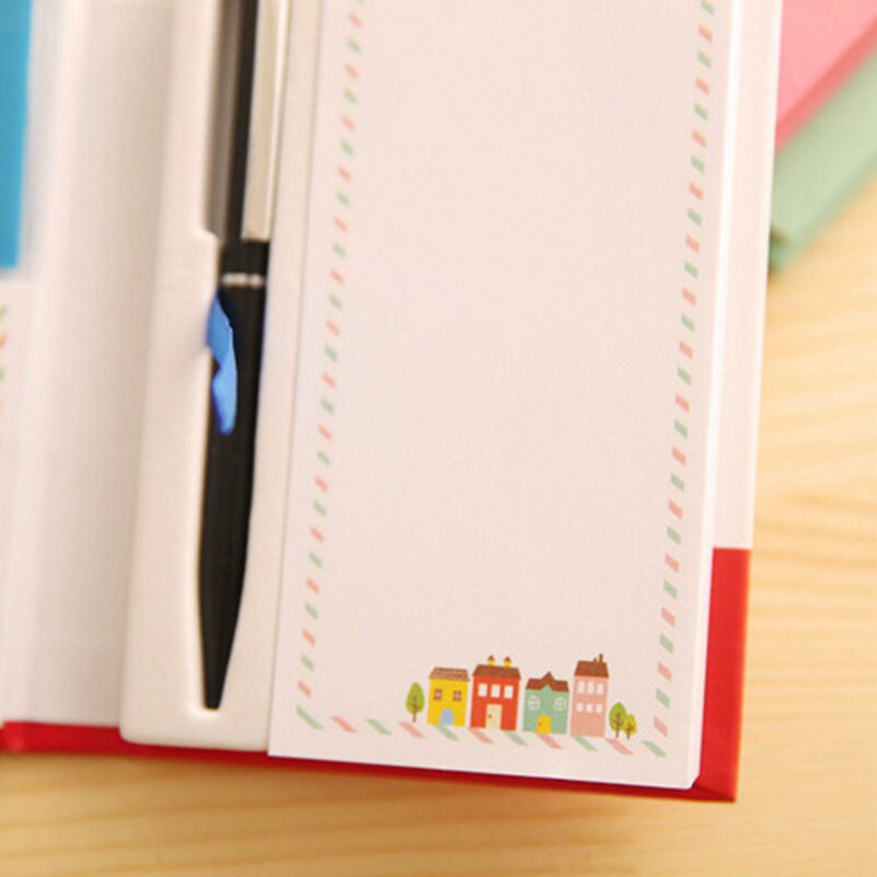 Cuaderno de notas de tapa dura Kawaii, libreta de correos con bolígrafo, diario con notas adhesivas, suministros escolares de oficina