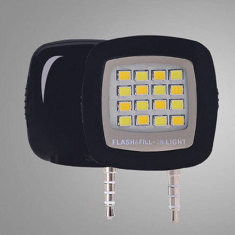 16 stücke LED Mini Flash Füllen Licht Für Handy Selfie Helligkeit Fotografie Lampe 3,5mm Helle LED Video Licht lampe: Schwarz