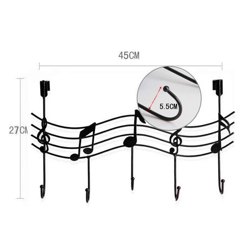 Perchero para colgar por encima de la puerta, 5 ganchos, para casa, oficina, baño, toalla, nota Musical, tienda TSH