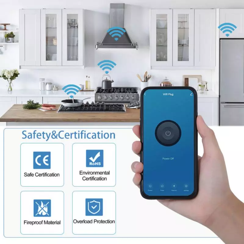 Tuya WIFI 16A Smart EU Plug Timer Socket Fire Retardant Power Monitor Voice Control Work With Alexa Google Home Yandex Alice