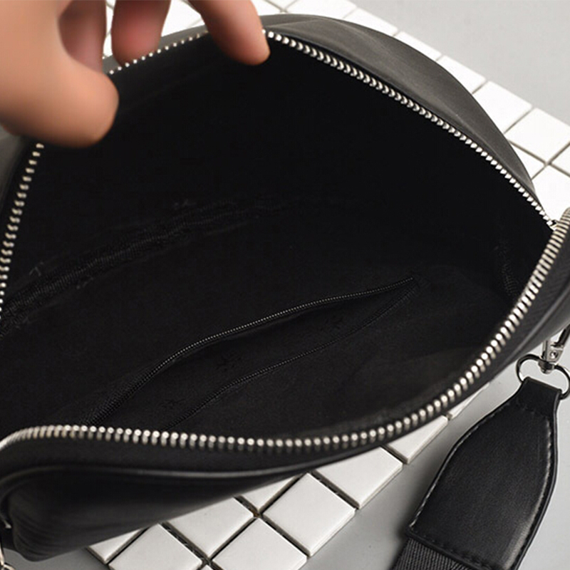 Schwarz Messenger Bag Casual Zipper Schulter Taschen Brust Tasche Große Kapazität Taille Tasche