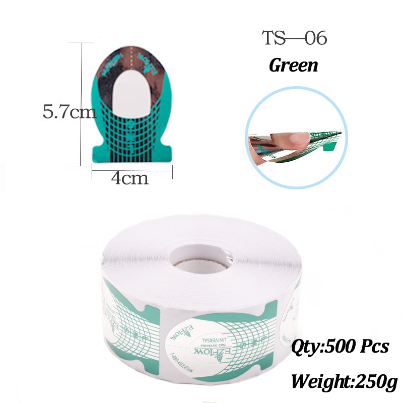 500 Pcs Nail Papier Extension Pochoir Formes Autocollants Titulaire pour Gel Acrylique Conseils Builder Français Nail Forme Astuce Faux Ongles Art Outils: vert militaire