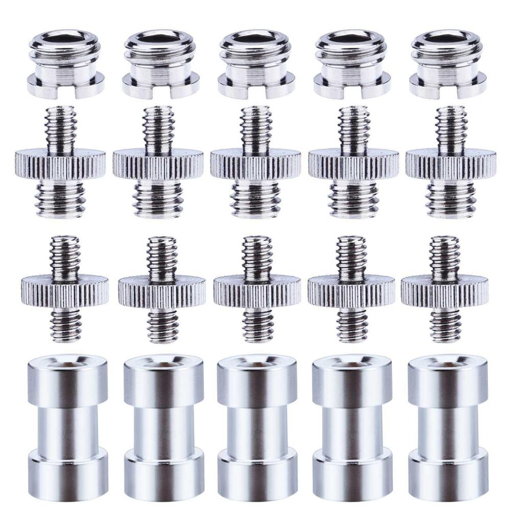 1/4 Inch and 3/8" Converter Threaded Screws Adapter Mount Set for Camera/ Tripod/ Monopod/ Ballhead/ Light Stand/ Shoulder Rig: 5 combination