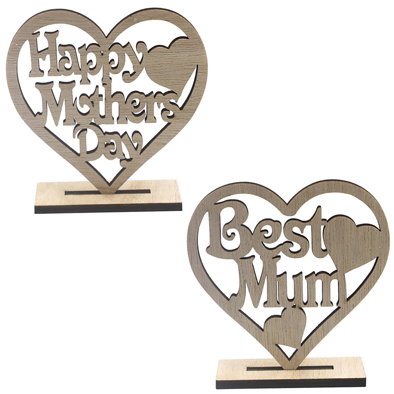 Moederdag Houten Hartvormige Gelukkig Moeders Dag Beste Mamma Hollow Ornament Woodblock Craft