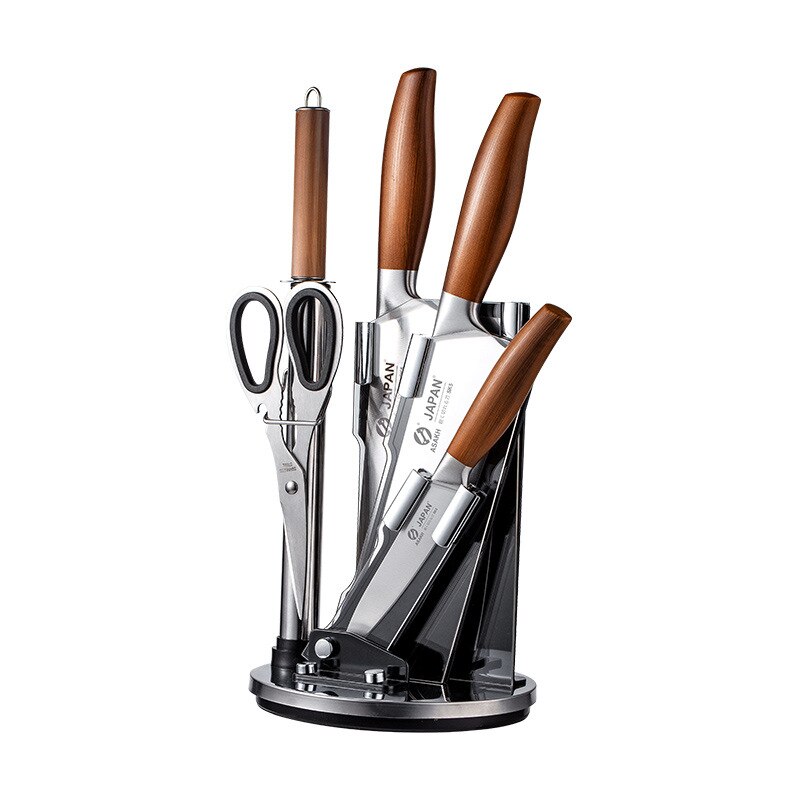 Roestvrij Staal Japanse Keukenmes Hakken Dual-Purpose Koksmes Slagersmes Slagersmes Vlees Cleaver Koken Gereedschap: 6pcs