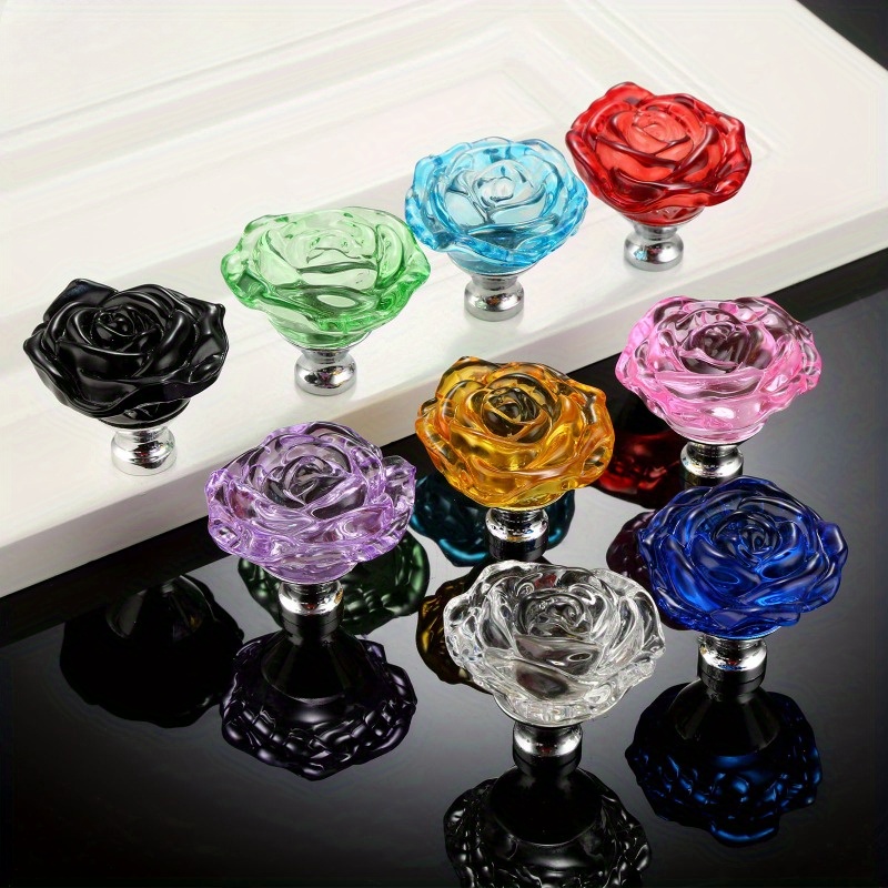 1pc 50mm krystallrose glass klare knotter til møbler, kjøkken, skuffer, skap, kommode, skaphåndtak, møbelbeslag