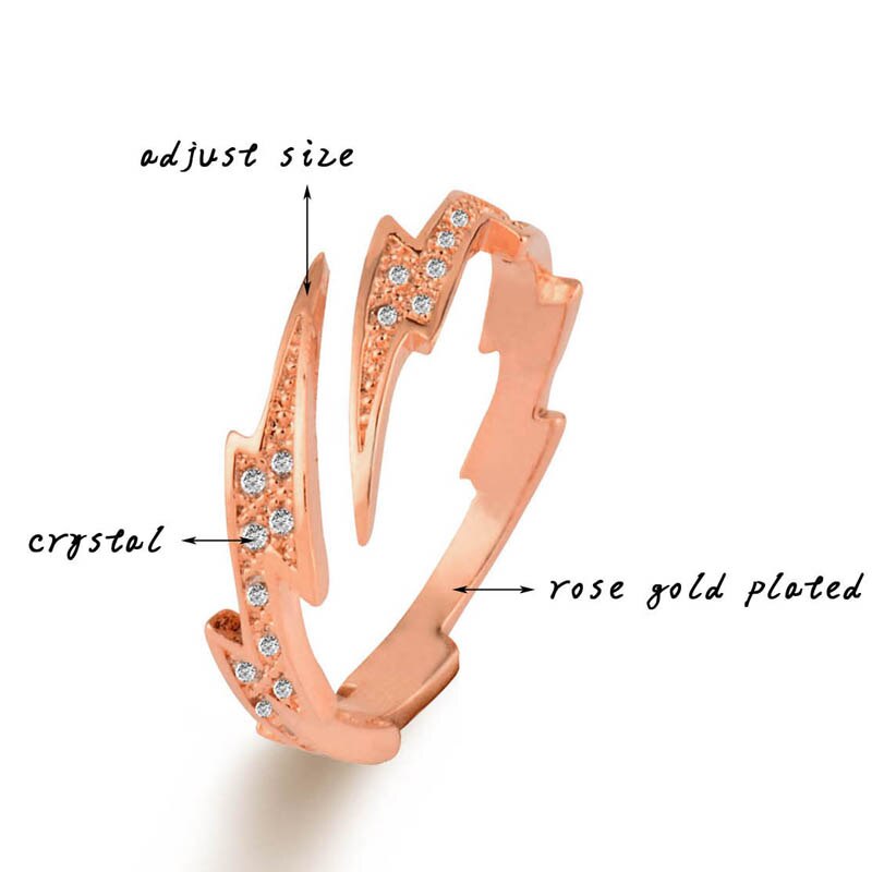 SINLEERY Einzigartige Blitz Ringe Für Frauen Einstellbare Größe blendend Zirkonia Rose Gold Farbe Schmuck Jz460 SSH