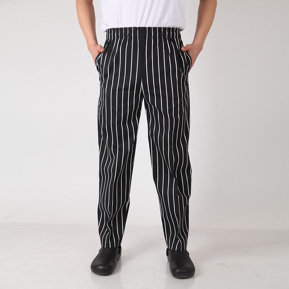 Pantalones largos a rayas con estampado de pimienta roja para hombre, pantalón de trabajo informal, con cintura elástica, para restaurante, servicio de comida, cocina, Chef, Hotel, camarero