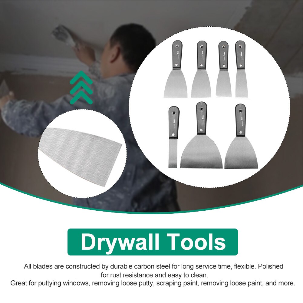 7pcs Scraper Blade Plastering Spatula Paint Remover Carbon Steel Filling Putty Tools Set Durable Crown Molding Shovel Drywall