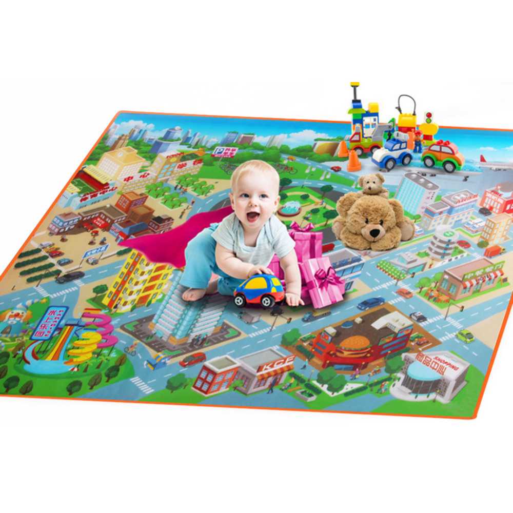 120*90Cm Baby Speelgoed Verkeer Kaart Spelen Mat Floor Vroege Onderwijs Peuter Kruipen Mat Veiligheid Kinderen Klimmen Deken