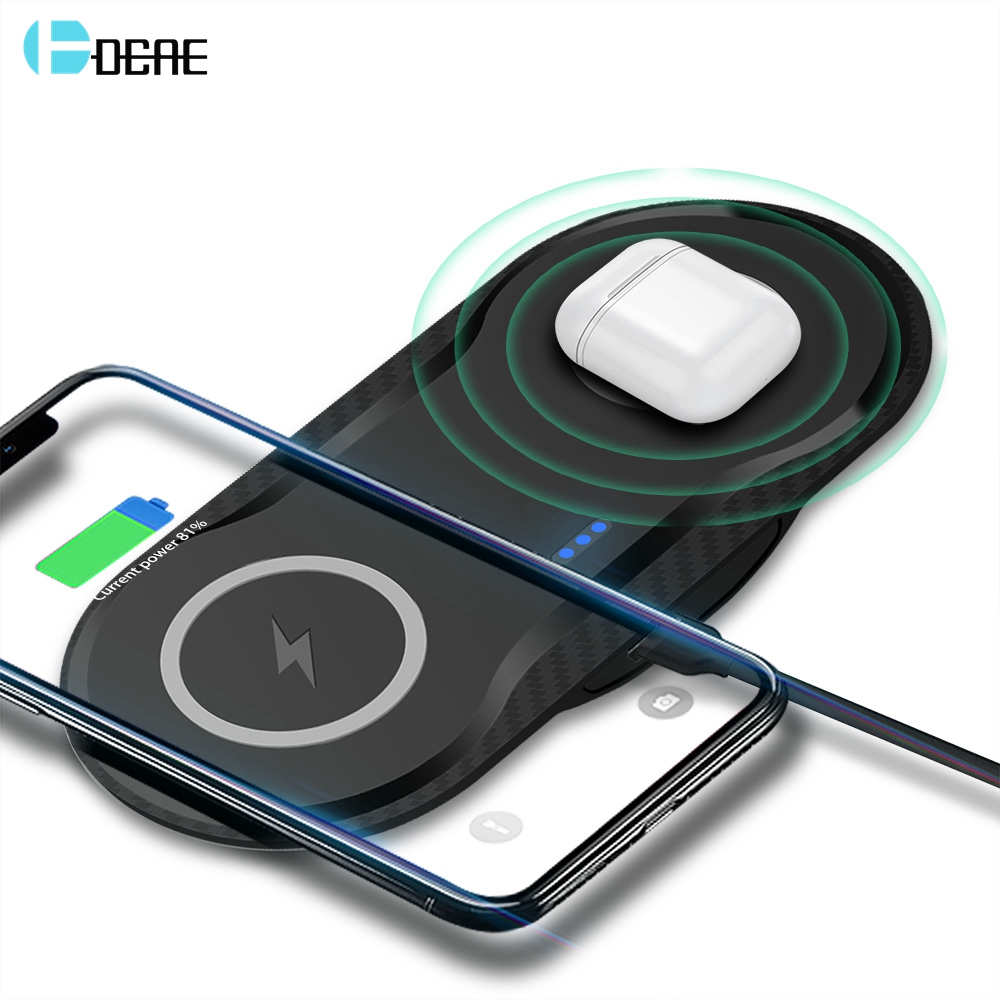 DCAE 20W cargador inalámbrico para iPhone 11 Pro XS XR X 8 AirPods 2 10W Dual de carga rápida estación base USB C para Samsung S10 S9