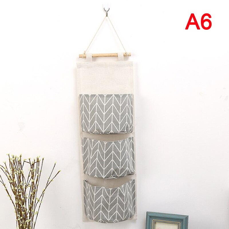 Organizador colgante de pared de puerta para baño, bolsillos de almacenamiento, algodón y lino, 6/8: 6