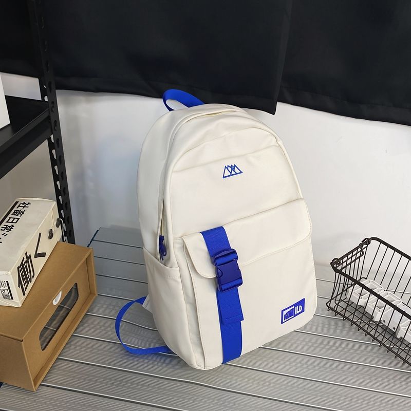 Schulranzen für Teenager und mädchen, studentenrucksäcke, damen und herren, großes fassungsvermöGen, lässig-preppy stil: Weiß