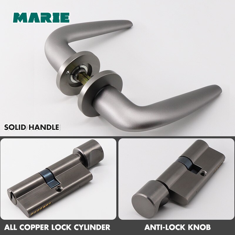 Marie  lh3019 moderne aluminium deurkruk voor binnendeuren, duurzame grendel met magneetslot, deurbeslag voor slaapkamer