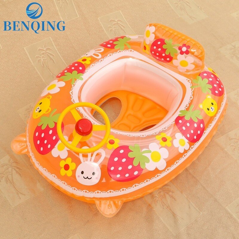 Benqing Veiligheid Baby Zwemmen Ring Opblaasbare Kinderen Stuurwiel Zetel Ring Verdikte Pvc Aardbei Hoorn Boot WF071