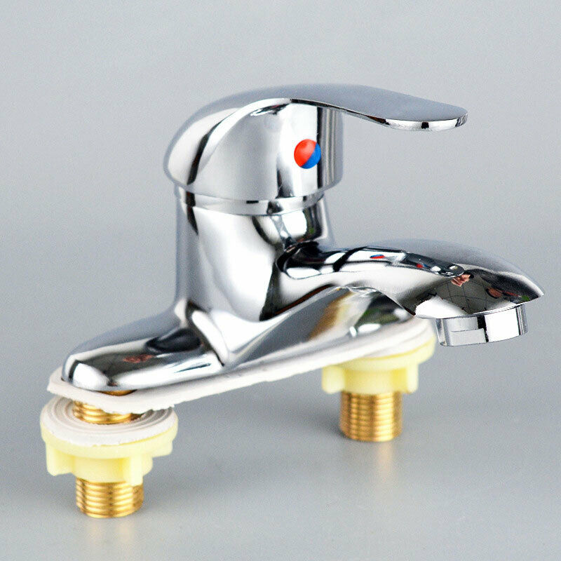 Double Couplet Basin Sink Tap Modern Bathroom Mono Mixer Single Handle Lever Water Tap with Fixings