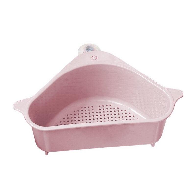 Sink Filter Kitchen Triangular Sink Filter Strainer Drain Vegetable Drainer Basket Suction Cup Sponge Holder Storage Rack #1