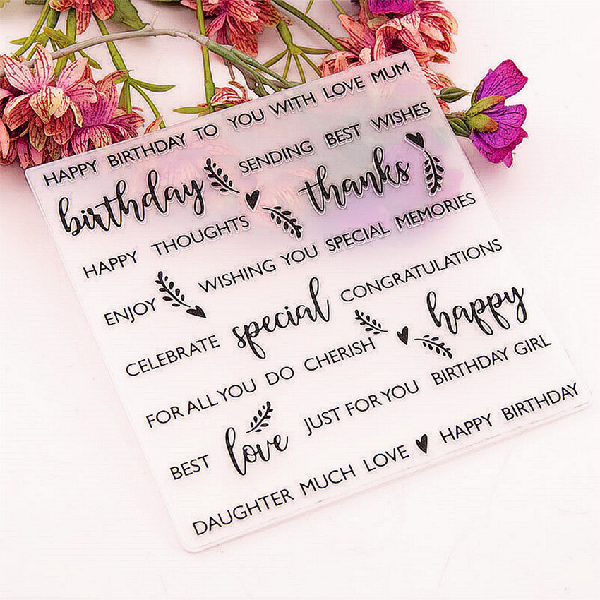 15x15 Happy birthday Embossing folders Plastic bump Scrapbooking DIY Template Fondant indentation Cake Photo Album Card Make