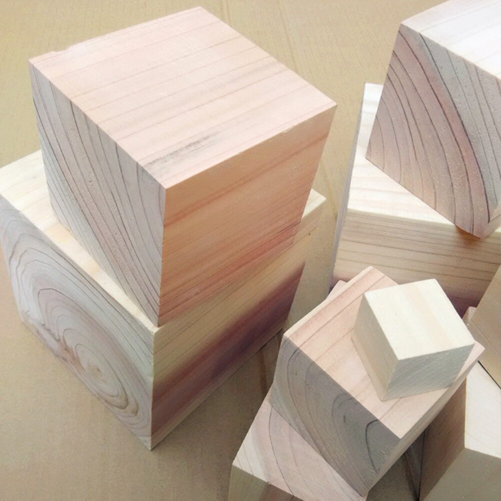 10pcs 30mm Natural Pine Blocks Wooden Material Square Shaped Pine Wood DIY Craft Blocks For Toddlers Art Crafts