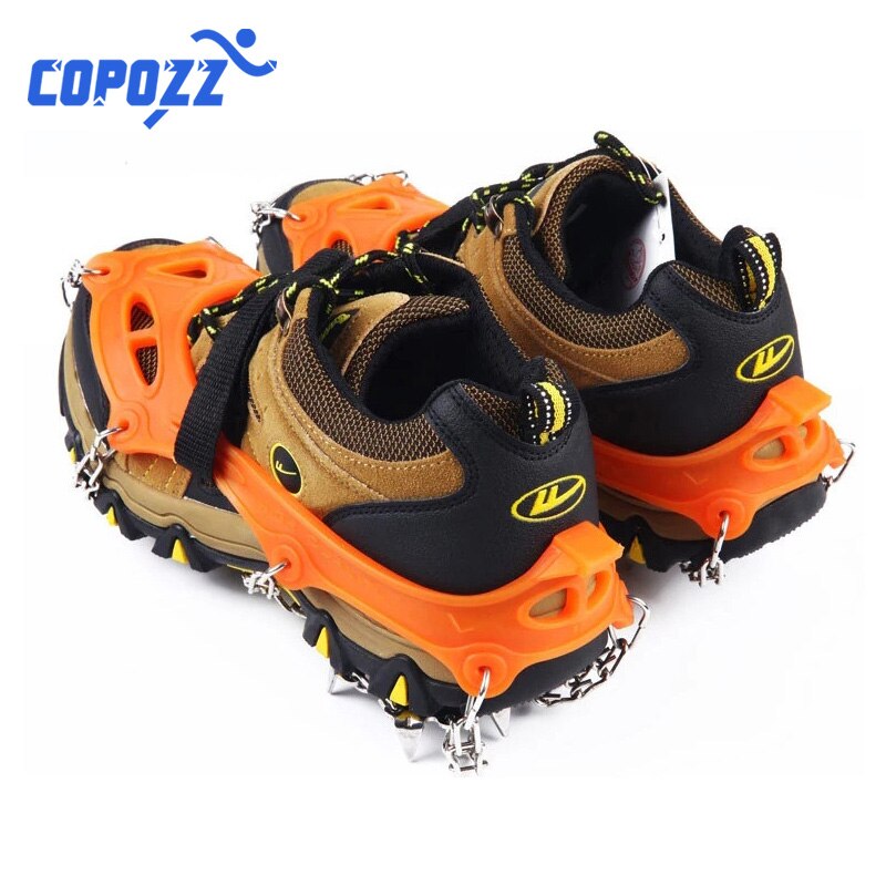 Copozz – Crampons antidérapants à 19 dents pour chaussures d'extérieur, 2 tailles, Crampons pour marche sur glace, couvre-chaussures d'hiver en acier inoxydable