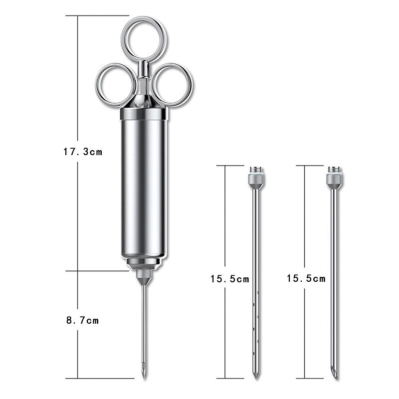 2 Oz Rvs Vlees Injector Grill Kruiden Injector Turkije Vlees koken spuit Marinade Injector Keuken accessoires