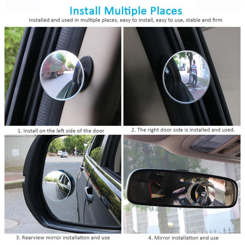 360° 2 Blind Spot Rear View Mirrors Spot Rear View Mirrors Parking Rimless Mirrors Small Mirror Reversing Observation Rear