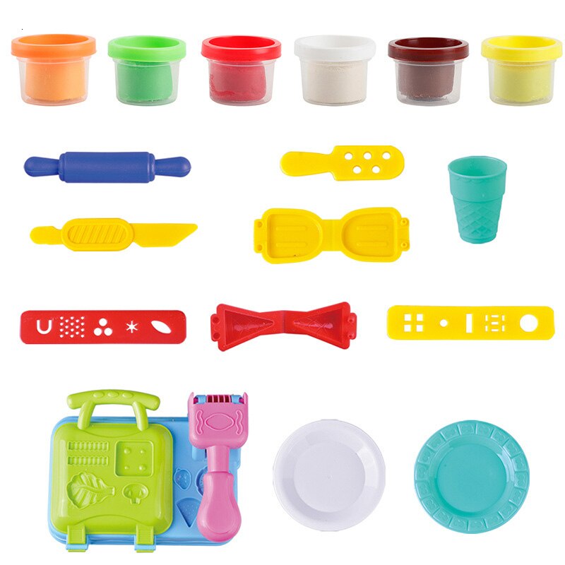 Diy nudelmaskine 3d clor blød ler legedeg sikker ikke-giftig hamburger maskine modellering lerdej håndlavet legetøj til børn