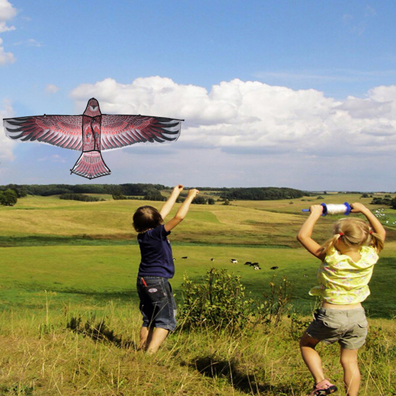 1.1M Flat Eagle Kite Met 30 Meter Kite Lijn Kinderen Vliegende Vogel Vliegers Windzak Outdoor Speelgoed Tuin Doek Speelgoed voor Kids