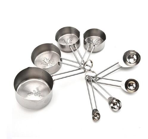 4/8Pcs/Set Measuring Spoon Set Stainless Steel Measure Liquid Tea Coffee Seasoning Cups Nordic Kitchen Baking Tool Measuring WF: 8 PCS 03