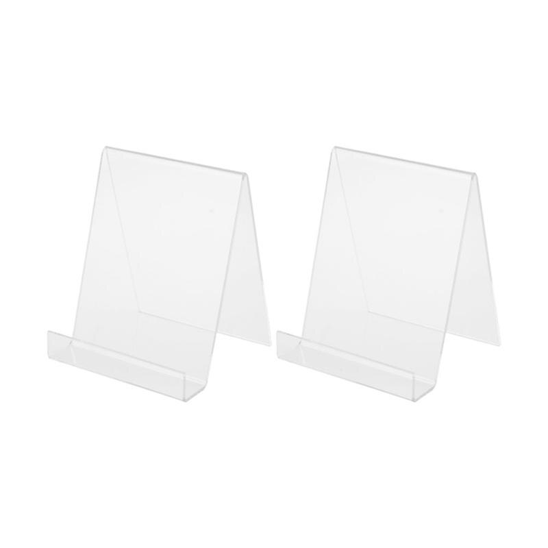 2 stk akryl display rack gennemsigtig boghylde musikplade display stativ flad opbevaringsholder