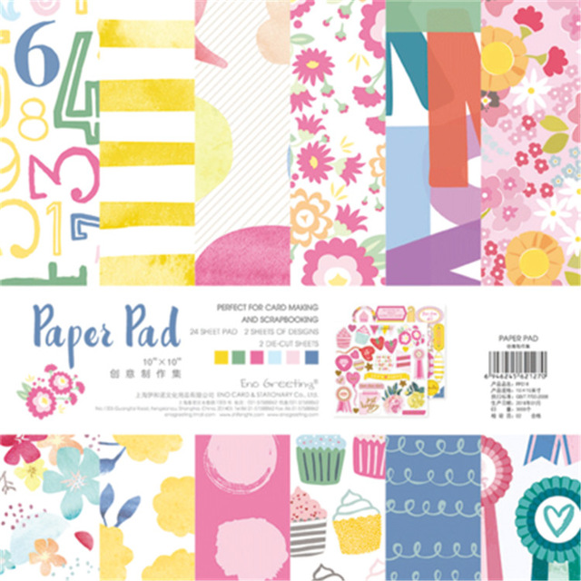 Pack Papier Scrapbooking - 25.5cm - 26 Feuilles - Fleurs Papillon Fond - DIY Motifs Créatifs: 014