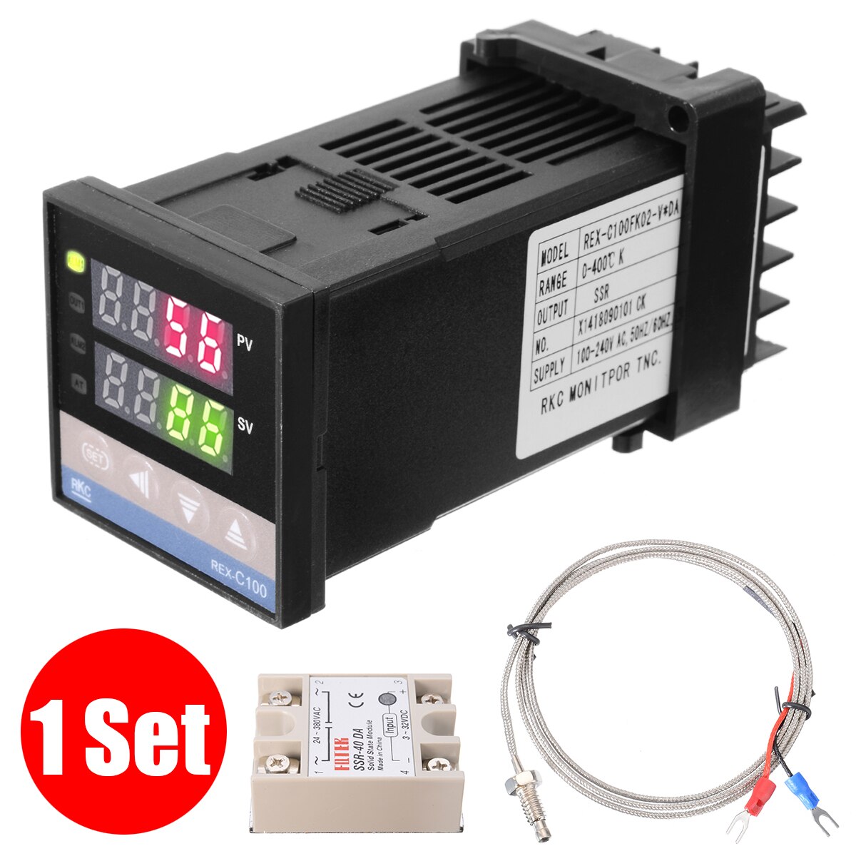 Neue REX-C100 LCD PID Temperatur Controller + Solid State Relais + K Thermo Hochwertigen Digital Temperatur Controller