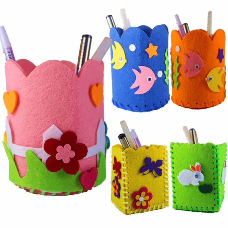 Kit de bloques de Tangram para manualidades educativas de bebé, hecho a mano bonito bolígrafo , contenedor de lápiz, soporte DIY, Kits de juguetes artesanales para niños