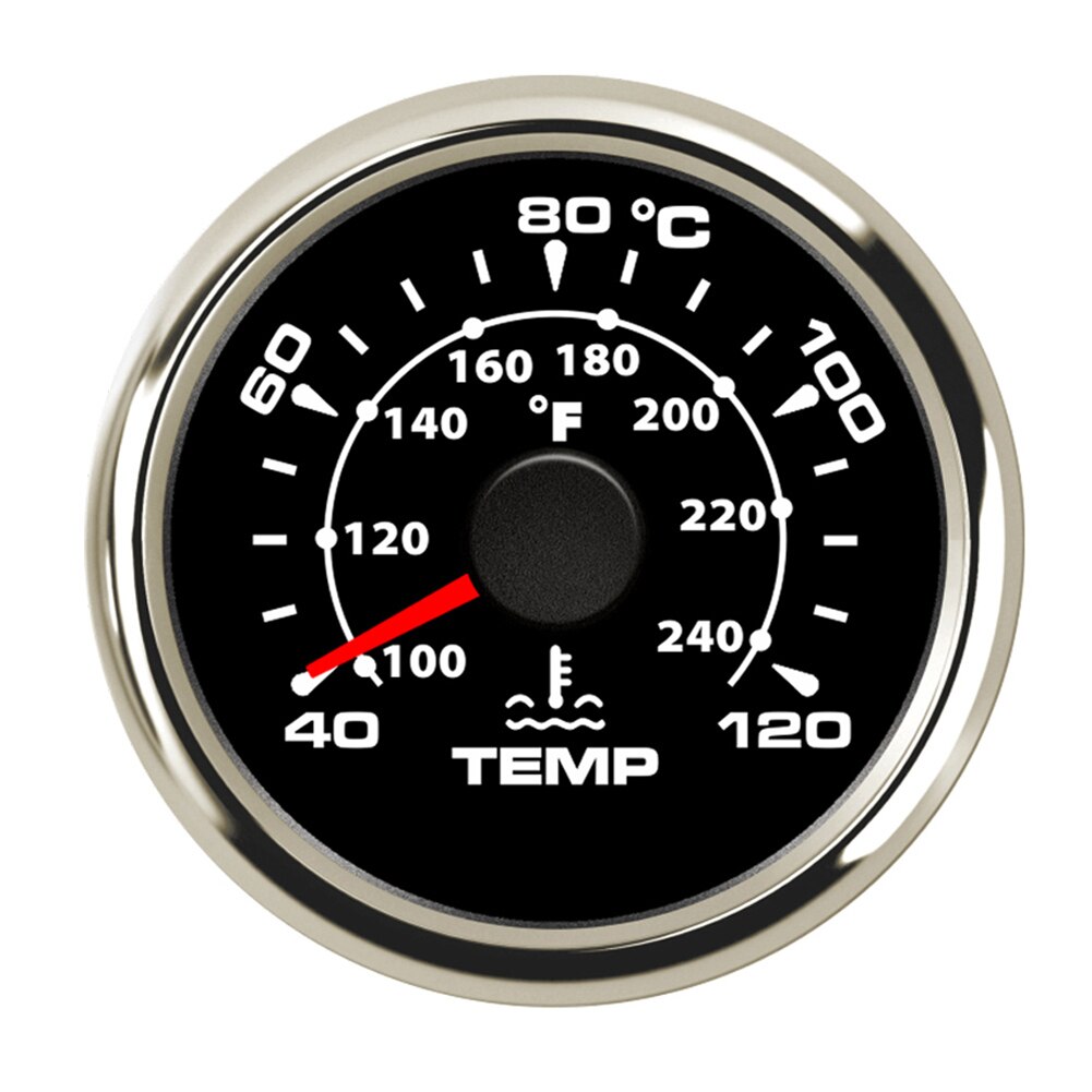 1pc 287.4~22.4ohm Water Temperature Gauges 52mm 40-120 Degree Water Temp Meters Auto Device Sending Unit for Car Ship Motorcycle: black BS