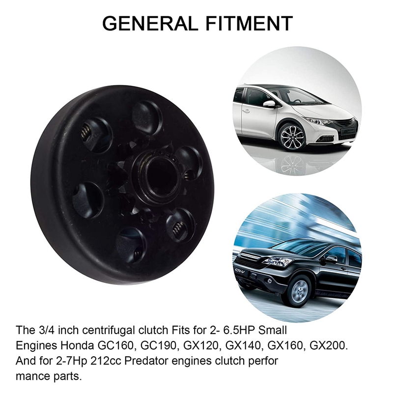 For Go Kart Clutch, 3/4 Inch 10 Tooth for 40/41/420 Chain, Centrifugal Clutch for Go Kart Minibike and Fun Kart Engine