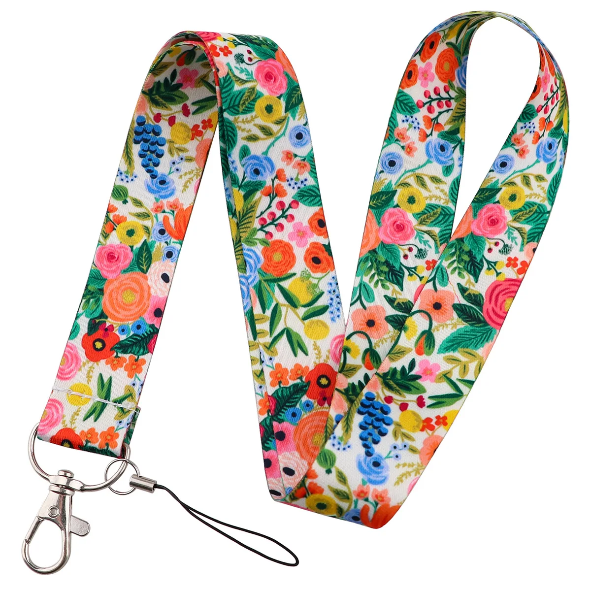 Beautiful Flowers Lanyards for Key Neck Strap For Card Badge Gym Keychain Key Holder DIY Hanging Rope Keycord Phone Accessories: Pink