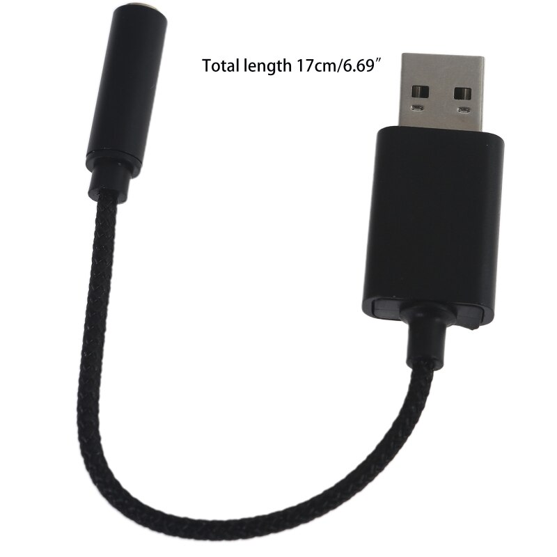 6.69in Adapter Male to Female USB to 3.5mm Jack Cable Headphones Mic Adapter for Headset PC Laptop Desktops